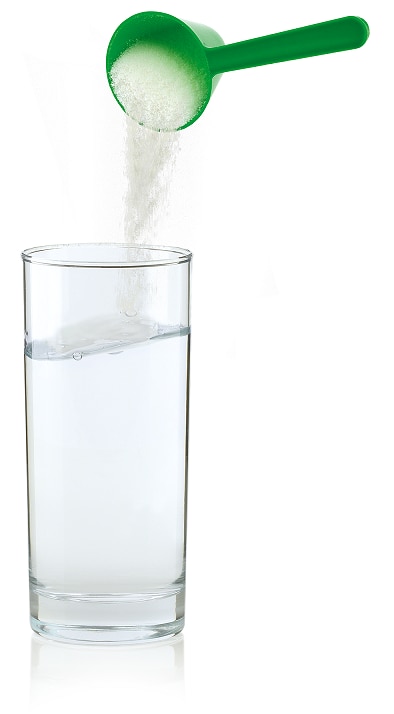 OptiFibre Wasserglas mit Löffel Anwendung von OptiFibre